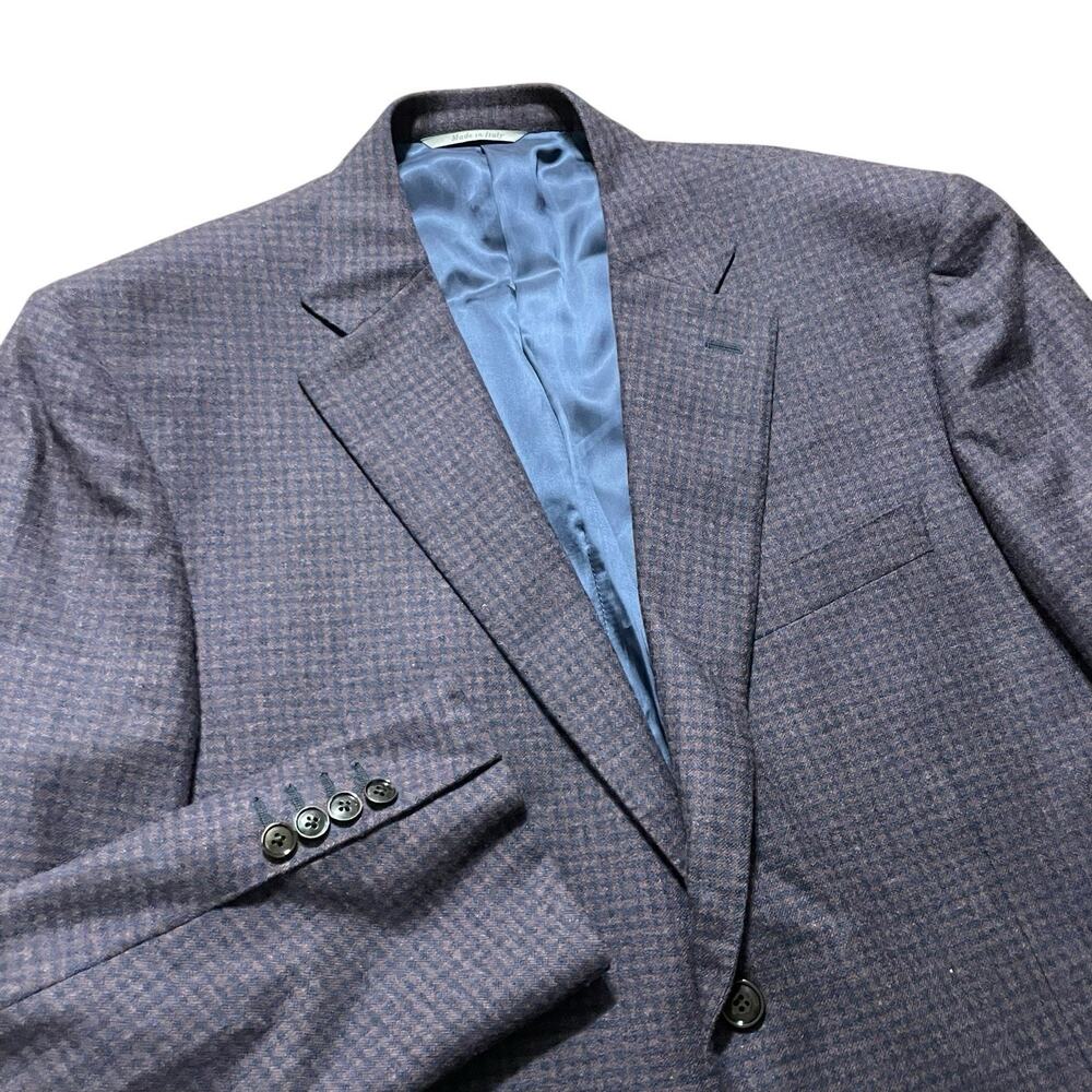 Canali 1934 Sport Coat Mens 46 R Deep Red Gingham Barn Cashmere Wool Italy MINT